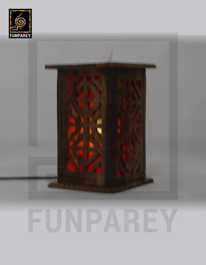Hand Carved Wooden Lamp Large With Chenille