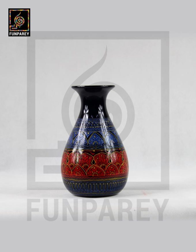 Wooden Vase Pear Shaped with Lacquer Art