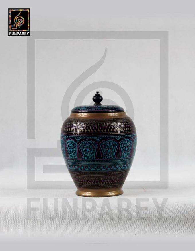 Wooden Candy Jar 6" with Lacquer Art