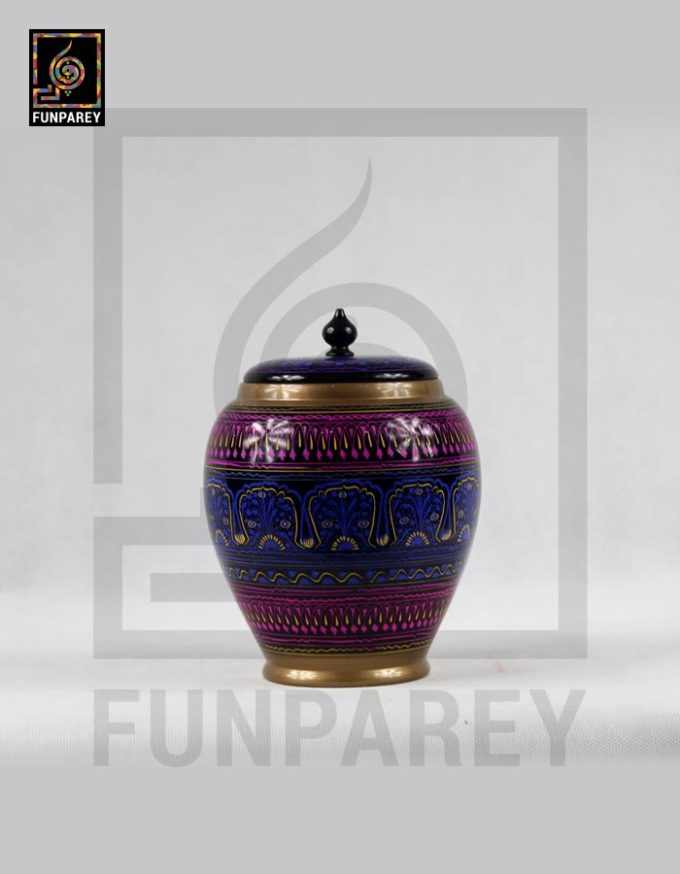 Wooden Candy Jar 6" with Lacquer Art