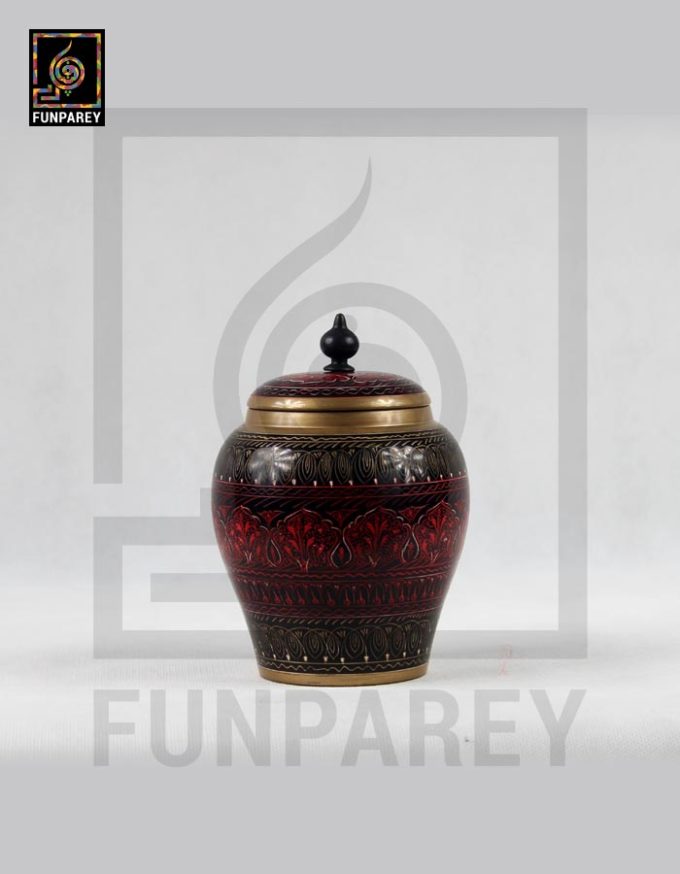 Wooden Candy Jar 5 Inch with Lacquer Art