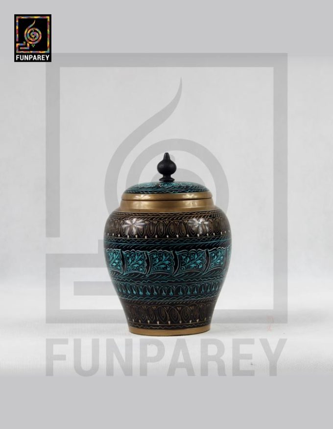 Wooden Candy Jar 5" with Lacquer Art