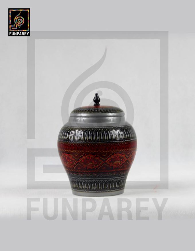 Wooden Candy Jar 5 Inch with Lacquer Art