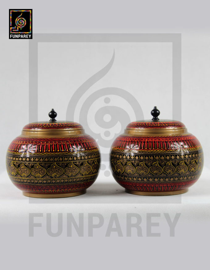 Wooden Cauldron Pot 8" Standard with Lacquer Art