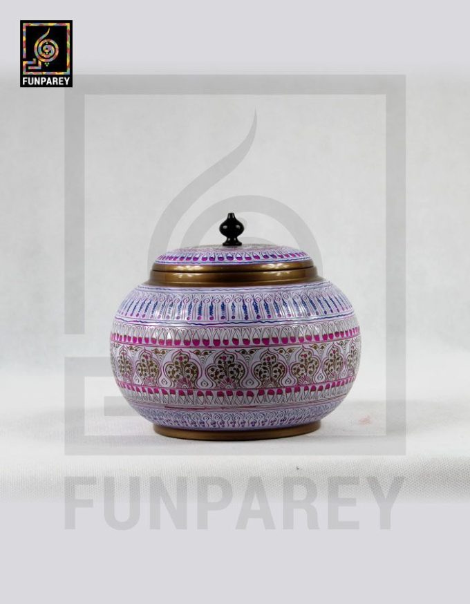 Wooden Cauldron Nakshi Quba White 8"