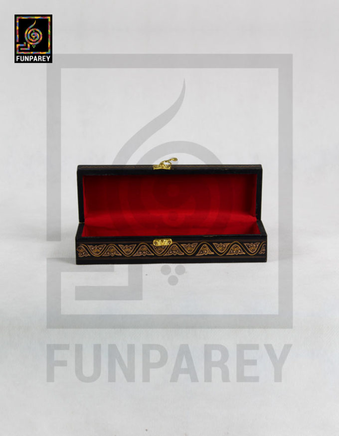 Wooden Stationery Box Slim With Lacquer Art