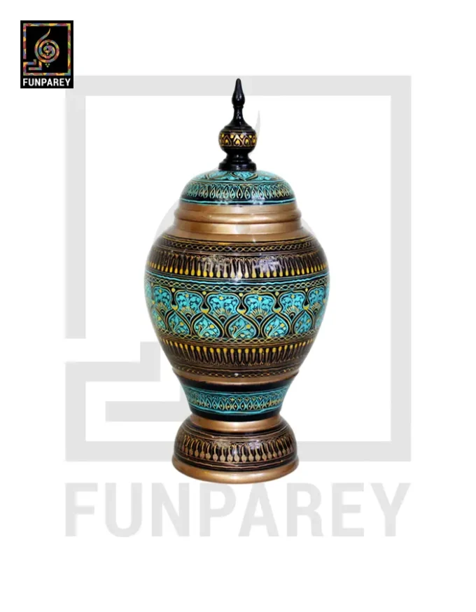 Spire Candy Jar - Hand Crafted with Cyan Nakshi Art