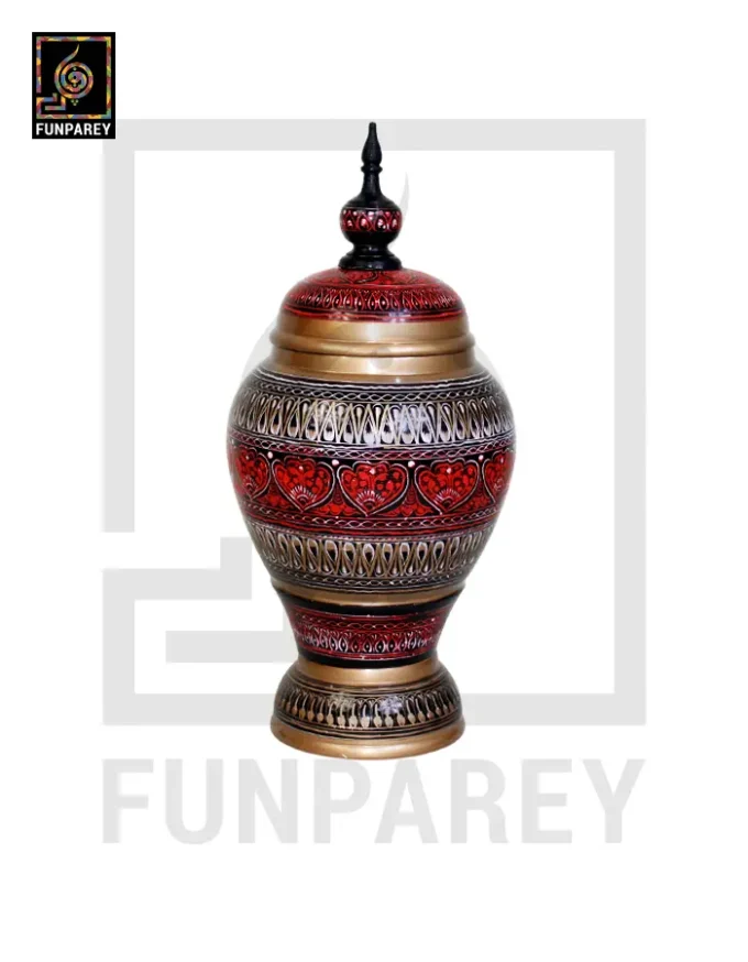 Spire Candy Jar - Hand Crafted with Red Nakshi Art