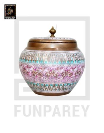Wooden Cauldron Nakshi Candy Jar - Quba White