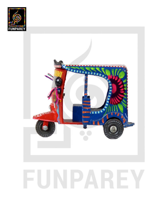 Handmade Wooden Colorful Rickshaw with Truck Art Premium