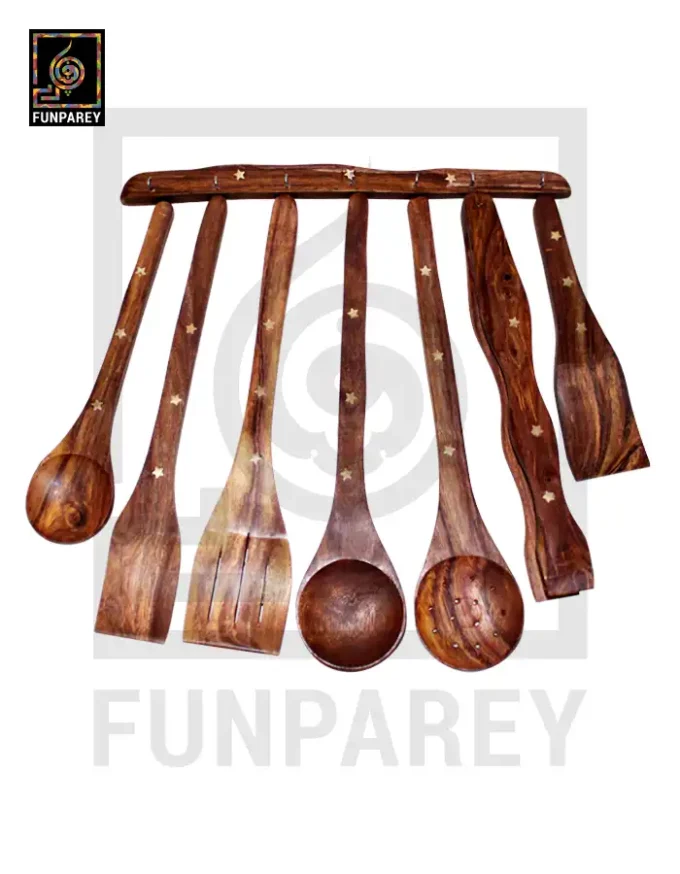 Wooden Spoon Set With Brass Work