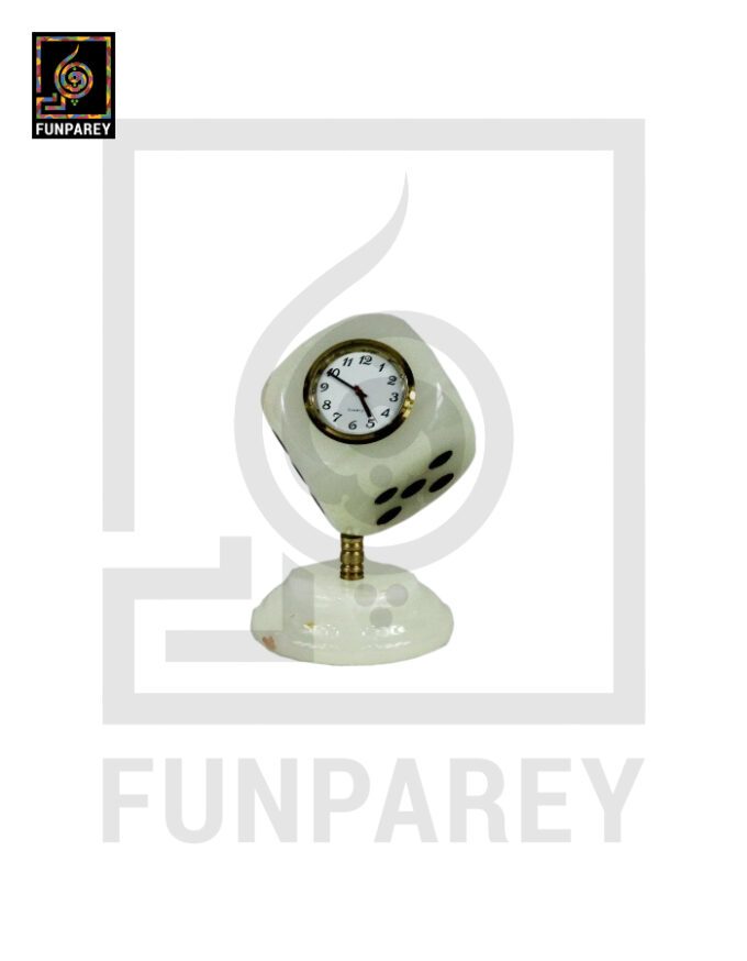 Onyx Stone Dice Table Clock 3" - Image 2