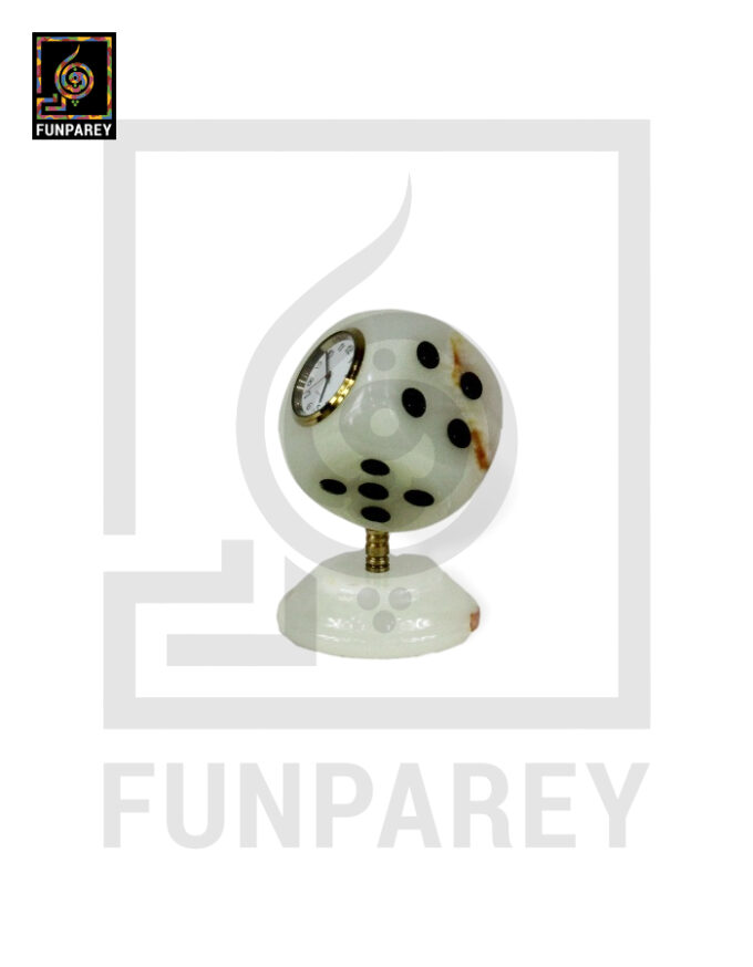 Onyx Stone Dice Table Clock 3"