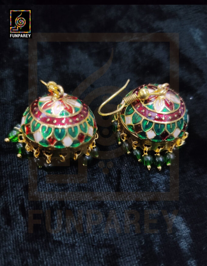 Ethnic Tribal Metallic Earrings "Czarina Green"