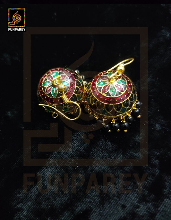 Ethnic Tribal Metallic Earrings "Czarina Red"