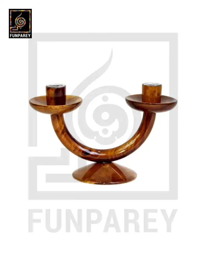 Wooden Candelabra Two Arm