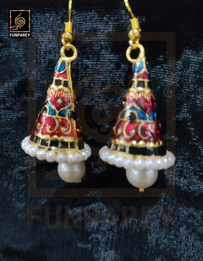 Ethnic Tribal Metallic Earrings "Chime Aqua" - Image 4