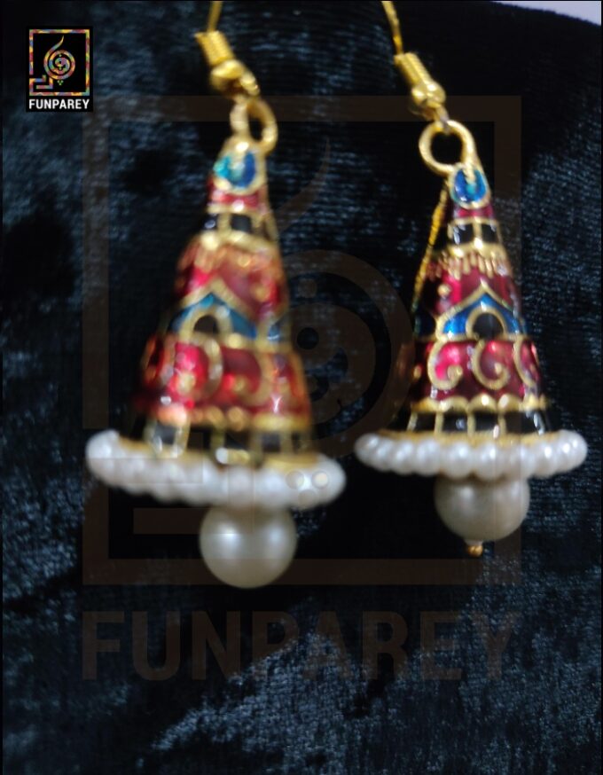 Ethnic Tribal Metallic Earrings "Chime Aqua" - Image 2