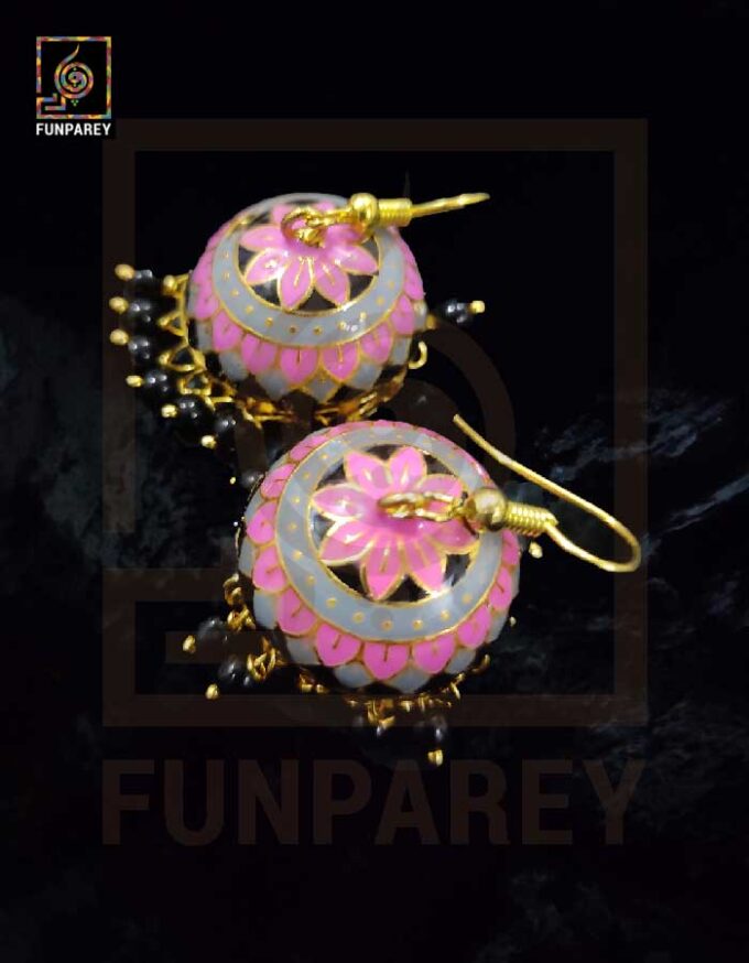 Ethnic Tribal Metallic Earrings "Czarina Floral" - Image 3