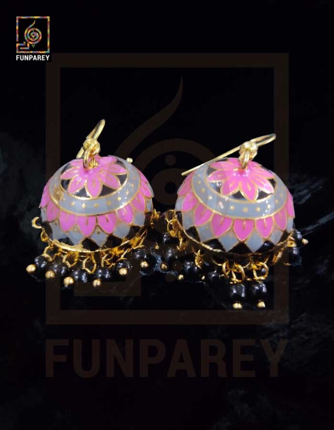 Ethnic Tribal Metallic Earrings "Czarina Floral"