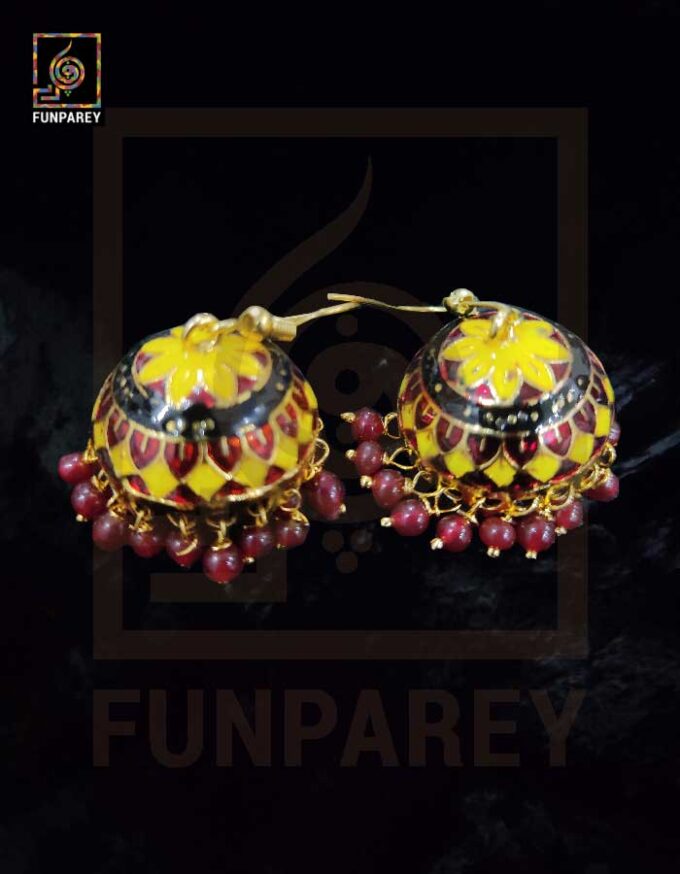 Ethnic Tribal Metallic Earrings "Czarina Amber"