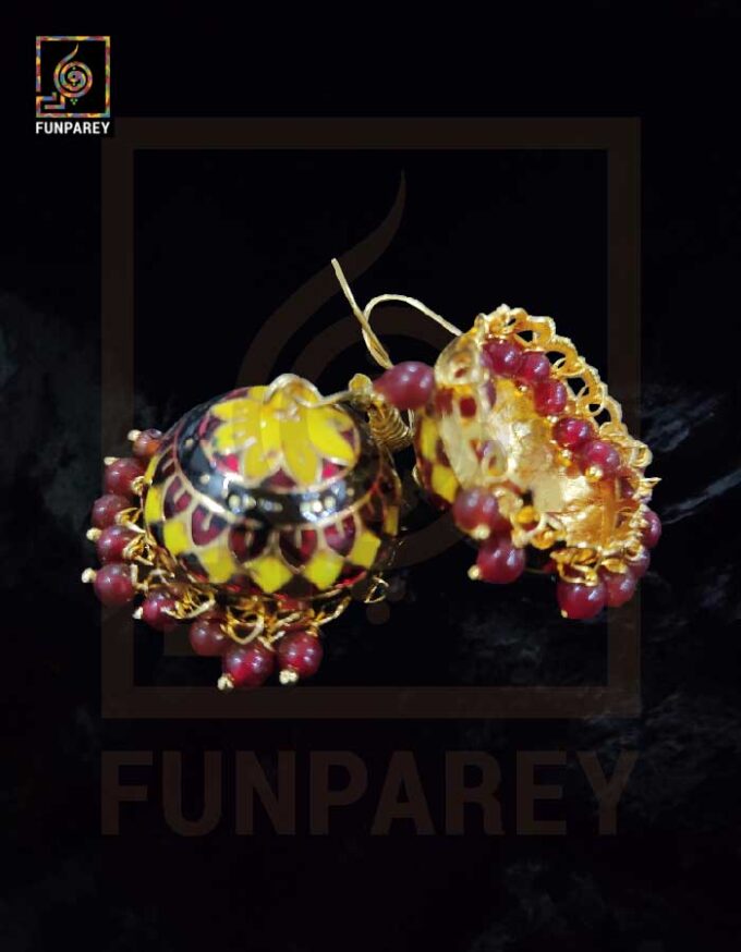 Ethnic Tribal Metallic Earrings "Czarina Amber" - Image 4