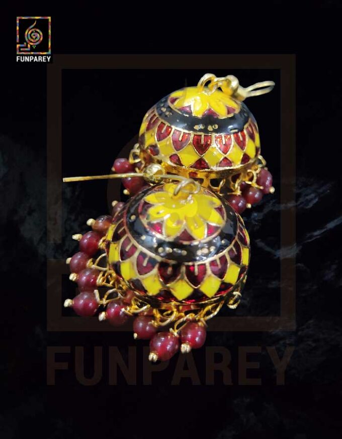 Ethnic Tribal Metallic Earrings "Czarina Amber" - Image 5