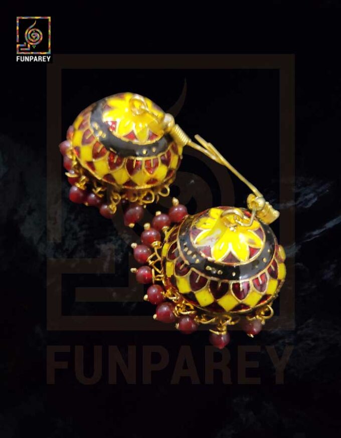 Ethnic Tribal Metallic Earrings "Czarina Amber" - Image 6