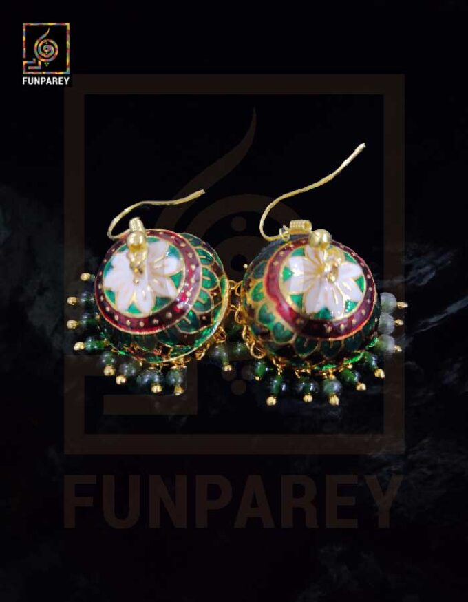 Ethnic Tribal Metallic Earrings "Czarina Sage" - Image 4