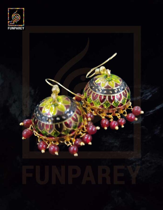 Ethnic Tribal Metallic Earrings "Czarina Lime"