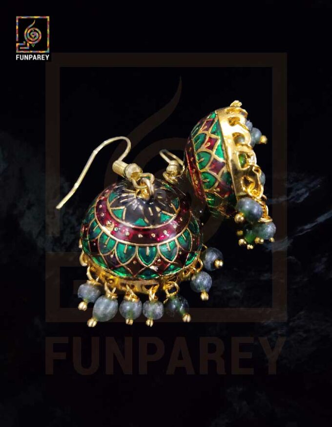 Ethnic Tribal Metallic Earrings "Czarina Wine" - Image 3