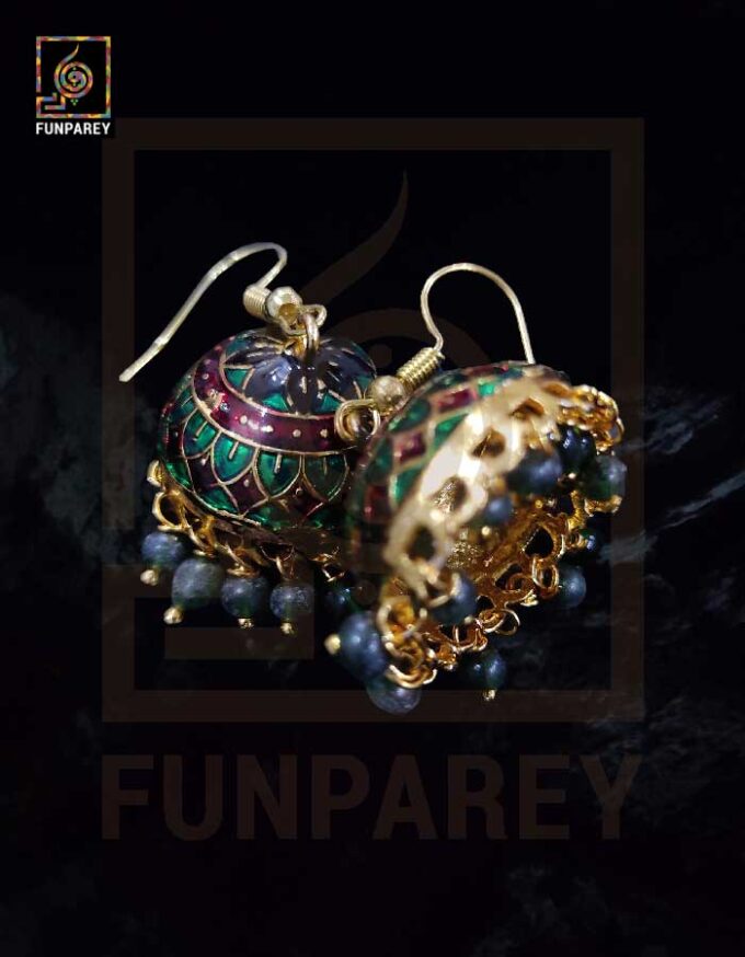 Ethnic Tribal Metallic Earrings "Czarina Wine" - Image 4