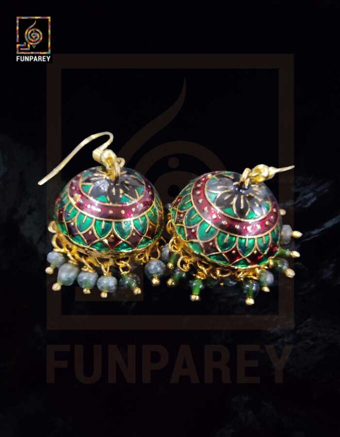 Ethnic Tribal Metallic Earrings "Czarina Wine"