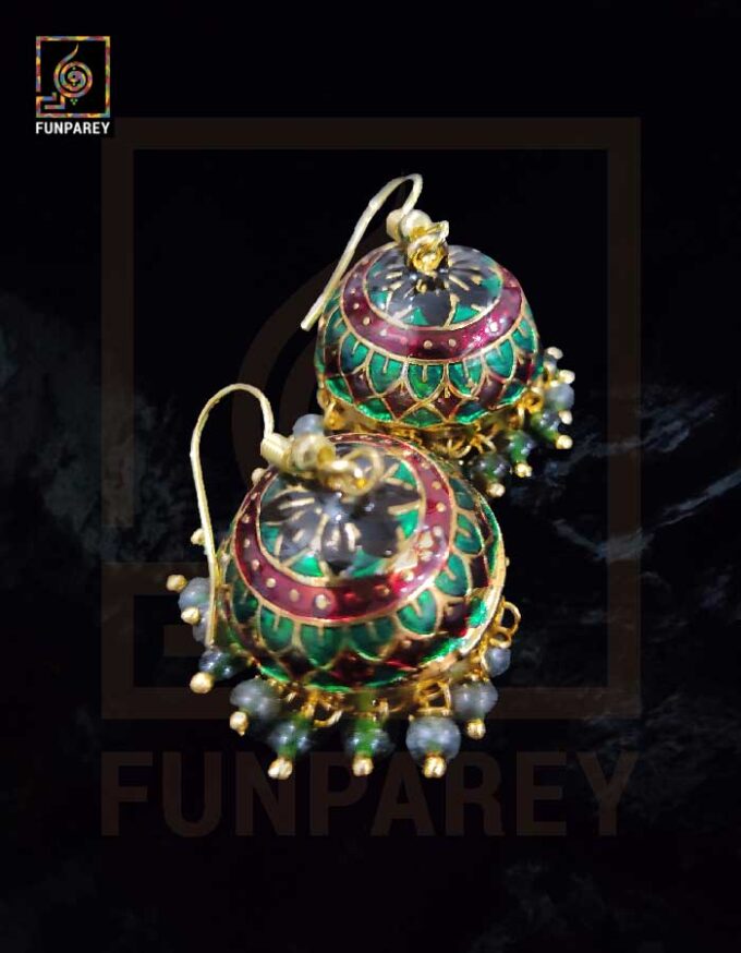 Ethnic Tribal Metallic Earrings "Czarina Wine" - Image 2