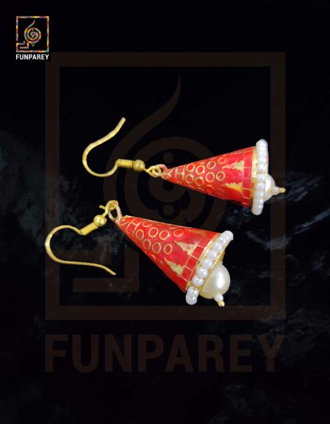 Ethnic Tribal Metallic Earrings "Chime Carnelian" - Image 2