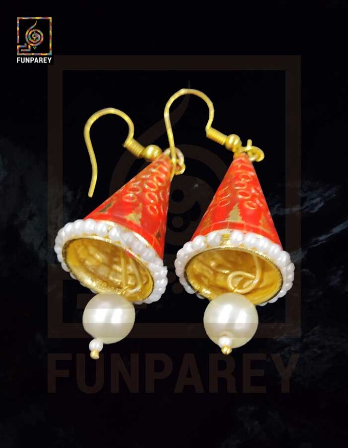 Ethnic Tribal Metallic Earrings "Chime Carnelian" - Image 3