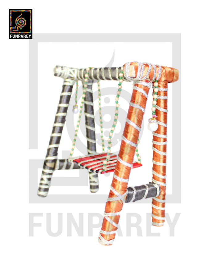Wooden Multicolor Decorative Jhoola / Embroidered Miniature Swing