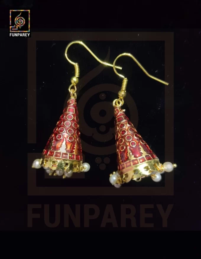 Ethnic Tribal Metallic Earrings “Chime Vermilion V2”