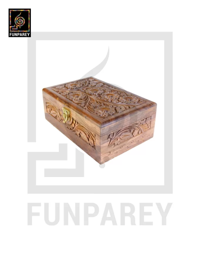 Hand Carved Jewelry Box Premium Wooden 8/5