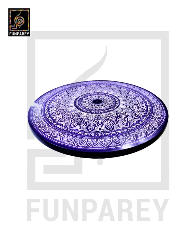 16" Nakshi Table with Blue Pottery Art Dark - Image 3