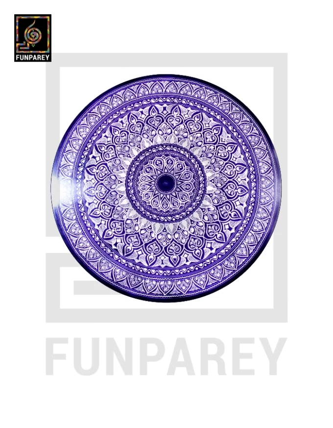 16" Nakshi Table with Blue Pottery Art Dark - Image 2