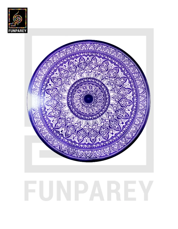 16" Nakshi Table with Blue Pottery Art Dark - Image 6