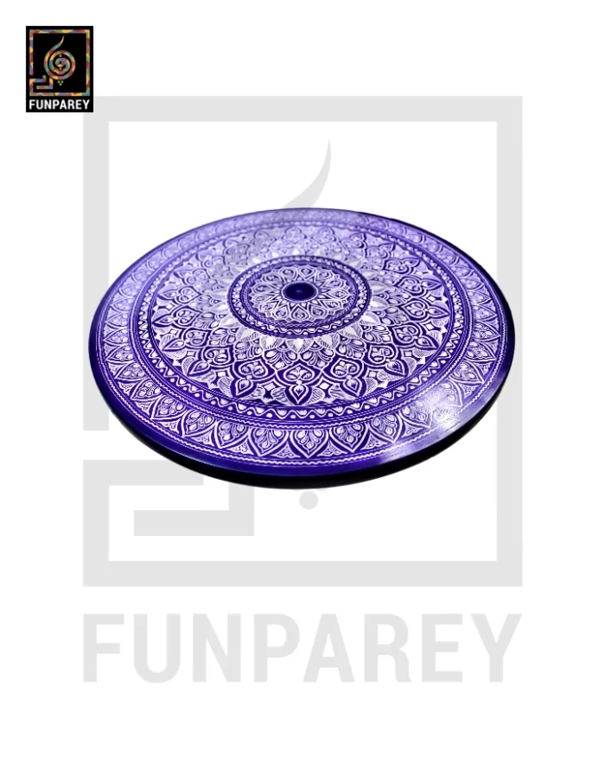 16" Nakshi Table with Blue Pottery Art Dark - Image 7