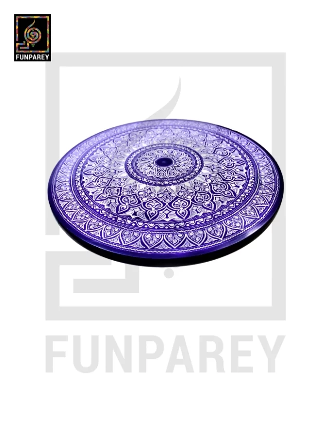 16" Nakshi Table with Blue Pottery Art Dark - Image 8