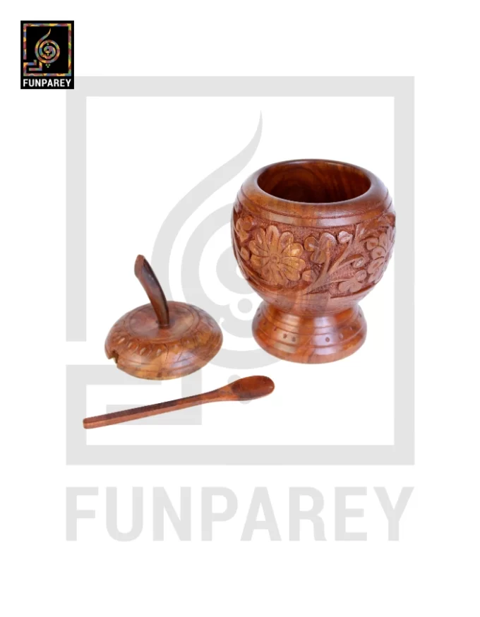 Hand Crafted Wooden Sugar Pot