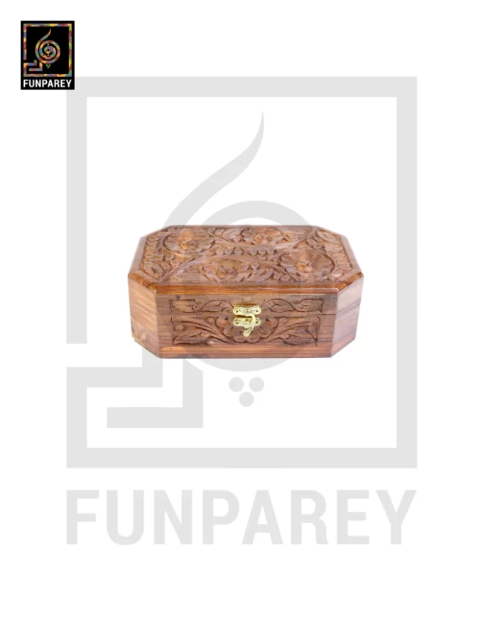 Hand Carved 8/5 Premium Wooden Jewelry Box (Octagonal)