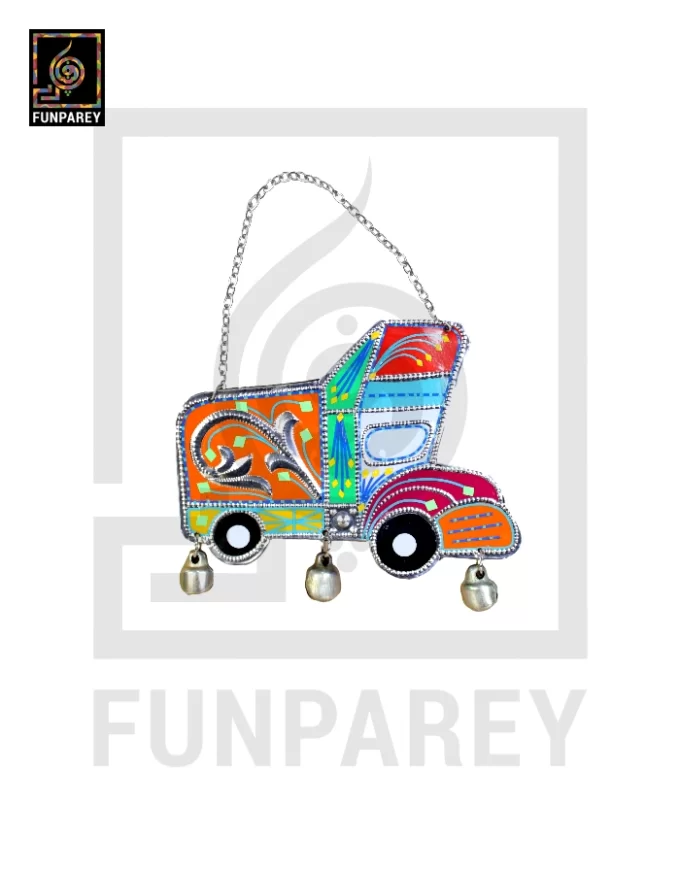 Handmade Truck Art Chamak Patti Wall Hanging Plate Truck Model Medium