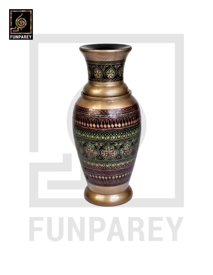 Wooden Vase 12" Slim with Nakshi Art Fauji - Image 5