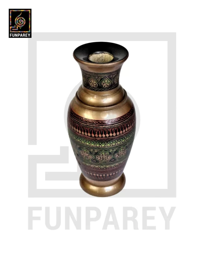 Wooden Vase 12" Slim with Nakshi Art Fauji - Image 6