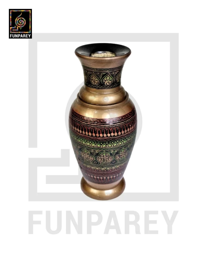 Wooden Vase 12" Slim with Nakshi Art Fauji - Image 2